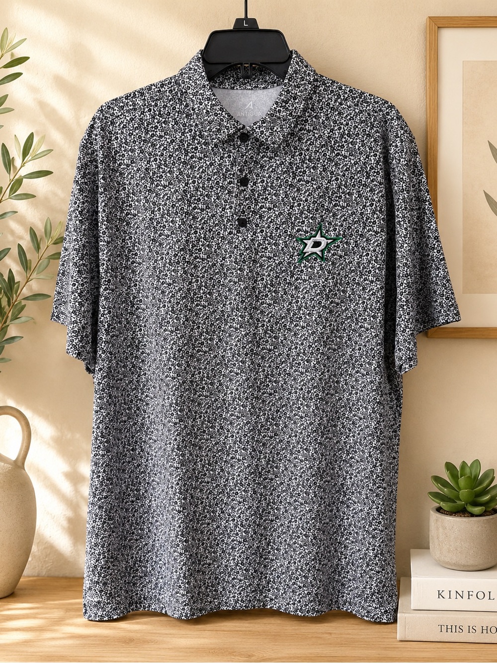 Antigua Men's Dri-fit  Polo with Green Dallas Star Logo